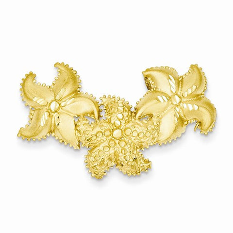 14k Gold Fits up to 4mm & 6mm Satin Diamond-cut Starfish Slide Pendant, Pendants for Necklace
