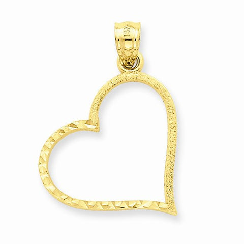 14k Gold Solid Satin Diamond-cut Small Reversible Heart Pendant, Pendants for Necklace