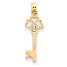 14k Gold Solid Polished 3-Dimensional Key Charm hide-image