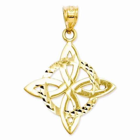 14k Gold Polished Diamond-cut Trinity Pendant, Pendants for Necklace