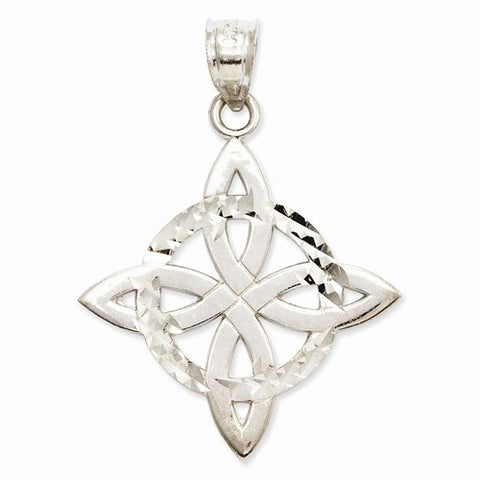 14k White Gold Polished Diamond-cut Trinity Pendant, Pendants for Necklace