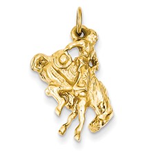 14k Gold Solid Polished 3-Dimensional Bucking Bronco Charm hide-image
