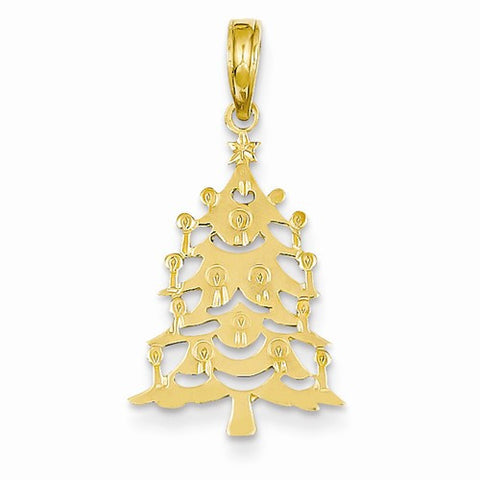 14k Gold Polished Christmas Tree Pendant, Pendants for Necklace