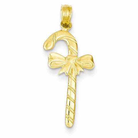14k Gold Solid Polished Candy Cane Pendant, Pendants for Necklace