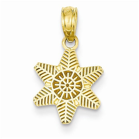 14k Gold Solid Polished Snowflake Pendant, Pendants for Necklace