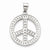 14k White Gold Solid Polished Peace Sign Pendant, Pendants for Necklace