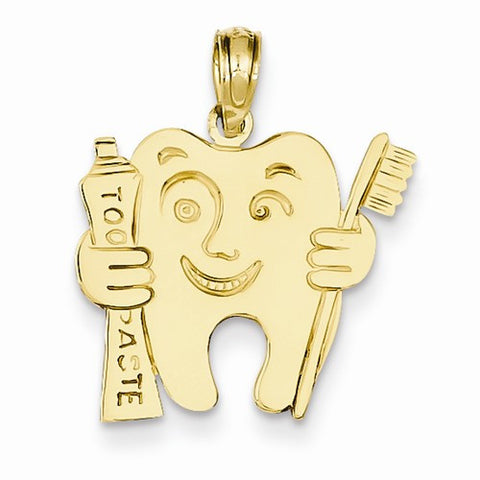 14k Gold Polished Flat-Backed Dental Pendant, Pendants for Necklace