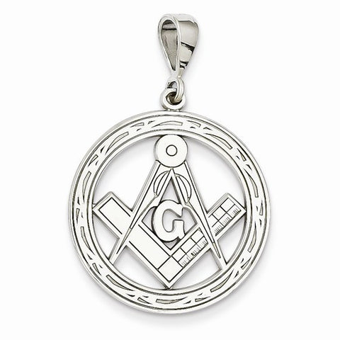14k White Gold Large Masonic Pendant, Pendants for Necklace