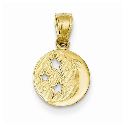 14k Gold Moon & Stars Pendant, Pendants for Necklace