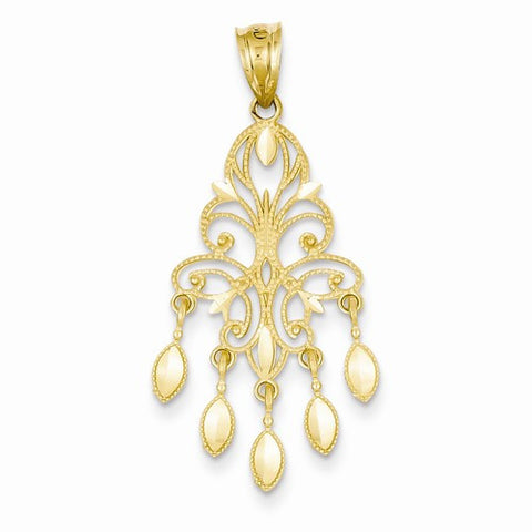 14k Gold Polished Diamond-cut Chandelier Pendant, Pendants for Necklace
