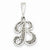 14k White Gold Solid Polished Filigree Initial B Pendant, Pendants for Necklace
