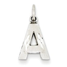 14k White Gold Satin Solid Diamond-cut Initial A Charm hide-image