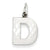 14k White Gold Satin Solid Diamond-cut Initial D Charm hide-image