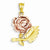 14k Gold Two-Tone Solid Satin Diamond-cut Flower Pendant, Pendants for Necklace