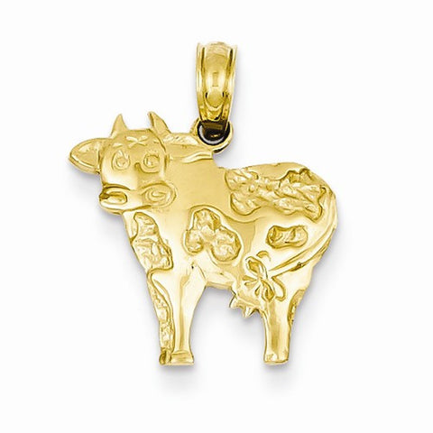 14k Gold Polished Cow Pendant, Pendants for Necklace