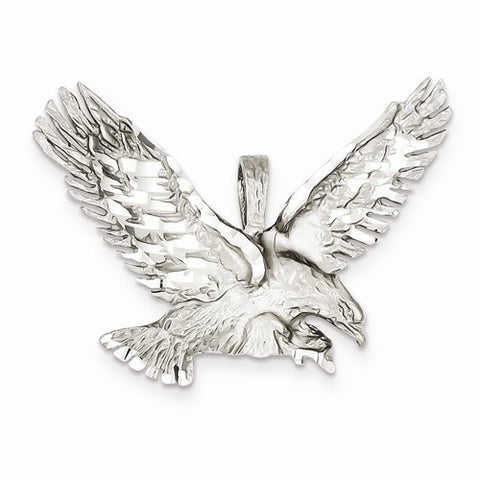 14k White Gold Polished Diamond-cut Eagle Pendant, Pendants for Necklace