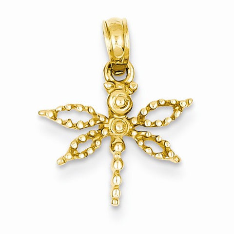 14k Gold Solid Polished Dragonfly Pendant, Pendants for Necklace