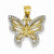 14k Gold & Rhodium Polished Filigree Butterfly Pendant, Pendants for Necklace