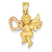 14k Gold Two-tone Satin Angel Charm hide-image