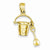 14k Gold Polished 3-Dimensional Moveable Pail & Shovel Pendant, Pendants for Necklace