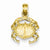 14k Gold Solid Polished Open-Backed Crab Pendant, Pendants for Necklace