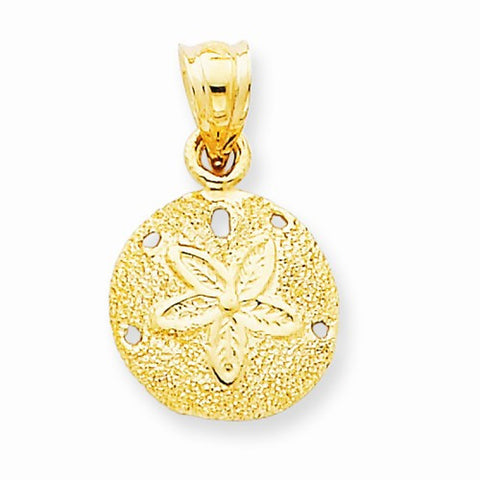 14k Gold Solid Polished Laser-Cut Sand Dollar pendant, Charm