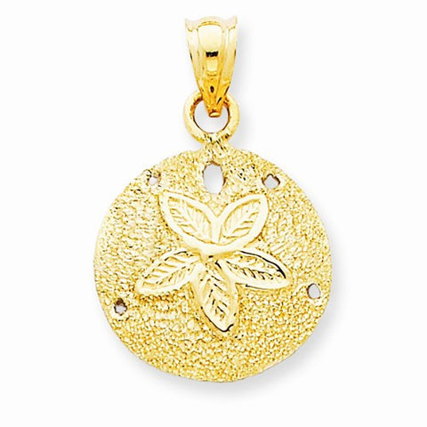 14k Gold Solid Polished Laser-Cut Sand Dollar pendant, Adorable Pendants for Necklace