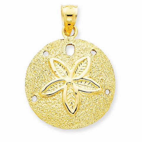 14k Gold Solid Polished Laser-Cut Sand Dollar pendant, Beautiful Pendants for Necklace