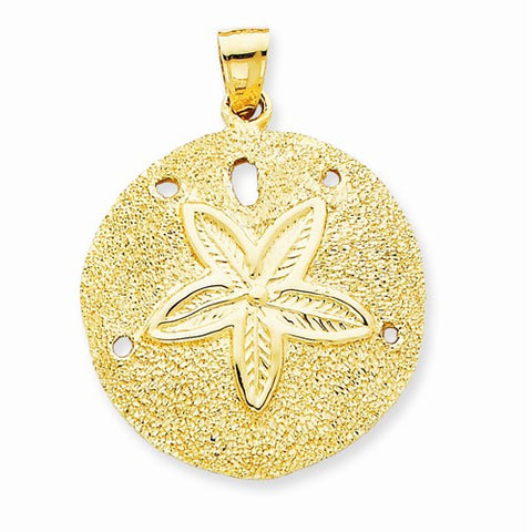 14k Gold Solid Polished Laser-Cut Sand Dollar pendant, Delightful Pendants for Necklace