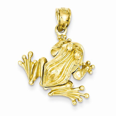 14k Gold Solid Polished 3-Dimensional Moveable Frog Pendant, Pendants for Necklace