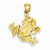 14k Gold Solid Polished 3-Dimensional Moveable Frog Pendant, Pendants for Necklace