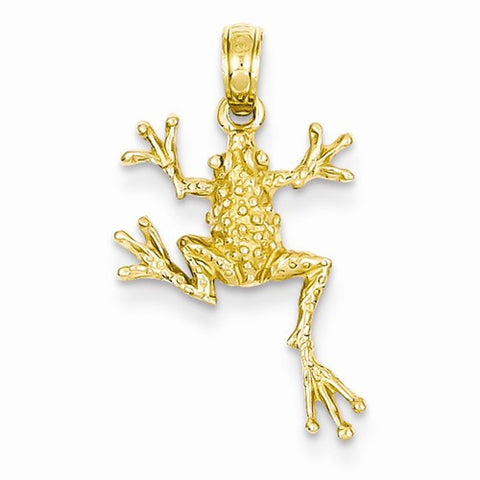 14k Gold Solid Polished Open-Backed Frog pendant, Gorgeous Pendants for Necklace