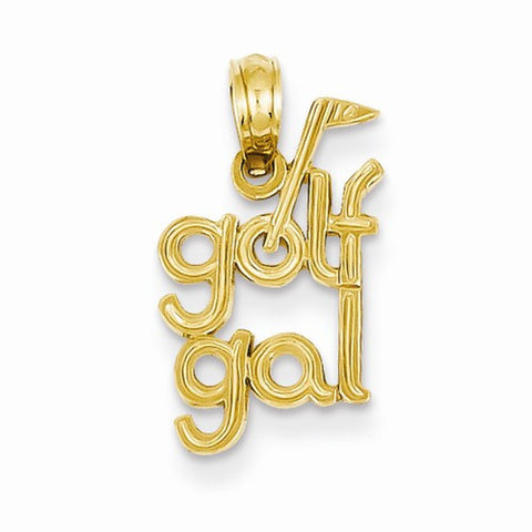 14k Gold Solid Polished Golf Gal Pendant, Pendants for Necklace