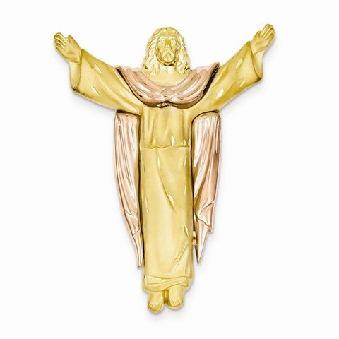 14k Gold Two-tone Satin Risen Christ Slide Pendant, Pendants for Necklace