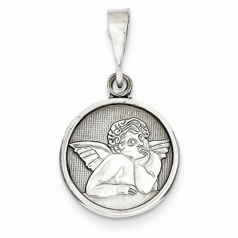 14k White Gold Polished & Satin Angel Pendant, Pendants for Necklace