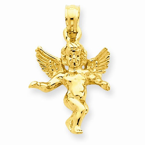 14k Gold Polished Solid Angel Pendant, Pendants for Necklace