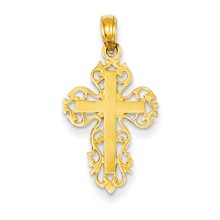 14k Gold Polished Filigree Cross Charm hide-image