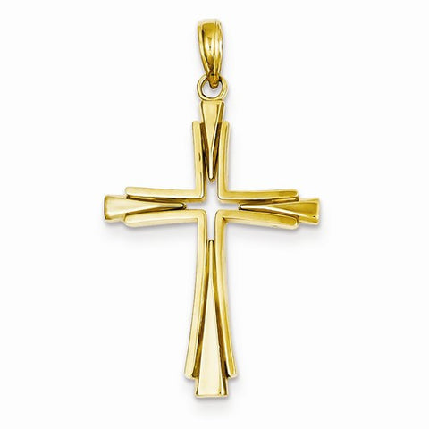 14k Gold Polished Solid Cross Pendant, Pendants for Necklace