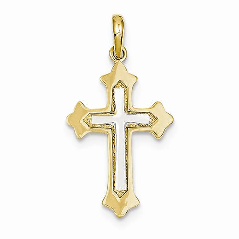 14k Yellow Gold Fleur De Lis Cross Pendant, Pendants for Necklace