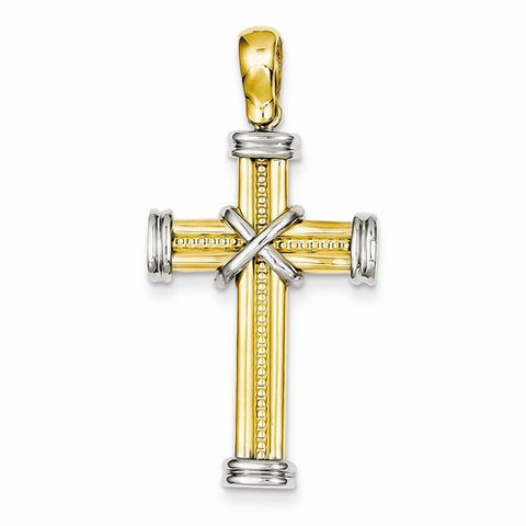 14k Gold Two-tone Fancy Cross pendant, Pendants for Necklace