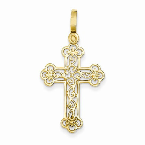 14k Gold Filigree Budded Cross Pendant, Pendants for Necklace
