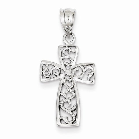 14k White Gold Filigree Cross pendant, Lovely Pendants for Necklace