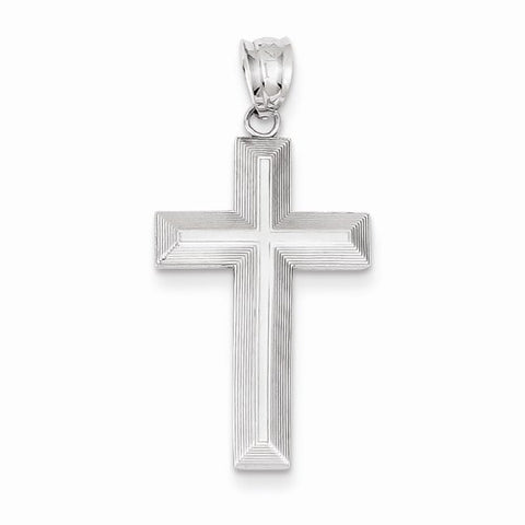 14k White Gold Polished Cross Pendant, Alluring Pendants for Necklace
