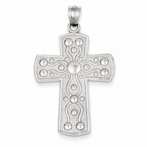 14k White Gold Cross w/Serenity Prayer Pendant, Pendants for Necklace