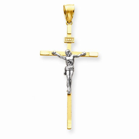 14k Gold Two-tone Crucifix pendant, Fine Pendants for Necklace