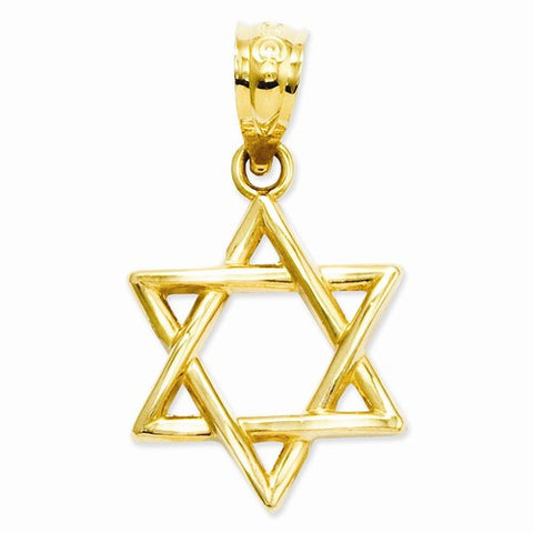 14k Gold Polished Star of David pendant, Pretty Pendants for Necklace