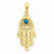 14k Gold Turquoise Filigree Chamseh Pendant, Pendants for Necklace