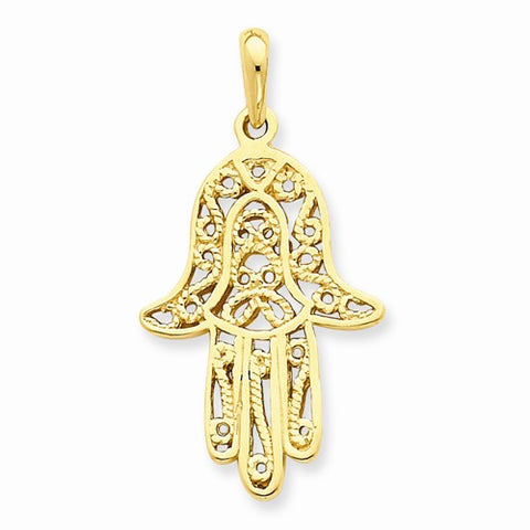 14k Gold Filigree Chamseh pendant, Classy Pendants for Necklace