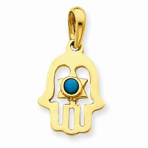14k Gold Turquoise Chamseh Pendant, Pendants for Necklace