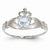 14k White Gold CZ March Birthstone Claddagh Heart Ring